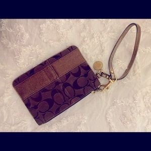 Coach Wristlet, Brown and Gold